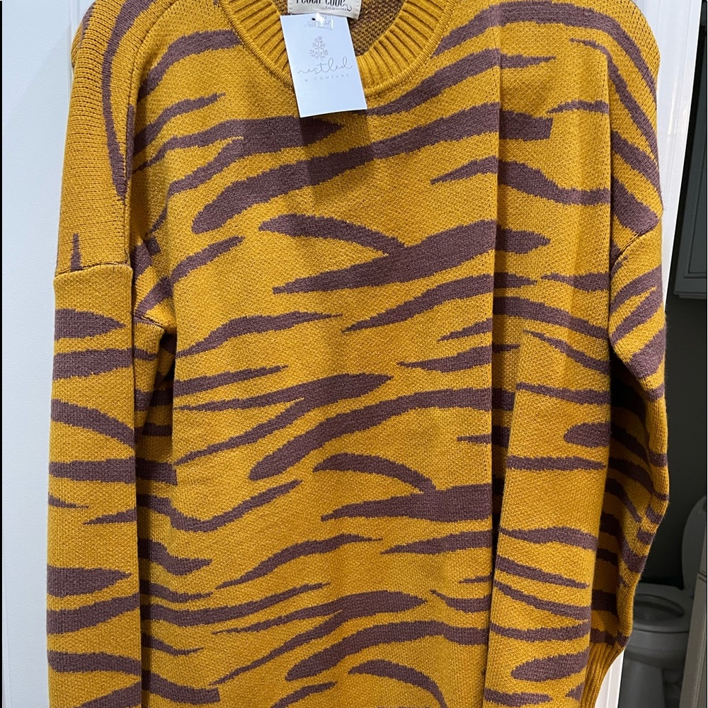Gold and Purple Tiger Stripe Sweater